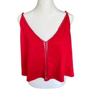 H&M Divided Red flowy crop top